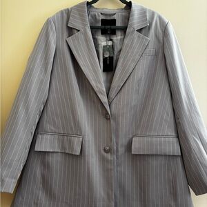 Vero Moda Light Gray oversized Pinstripe Blazer